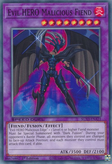 Image for Evil HERO Malicious Fiend (SGX3-ENA21) (SGX3) - YuGiOh