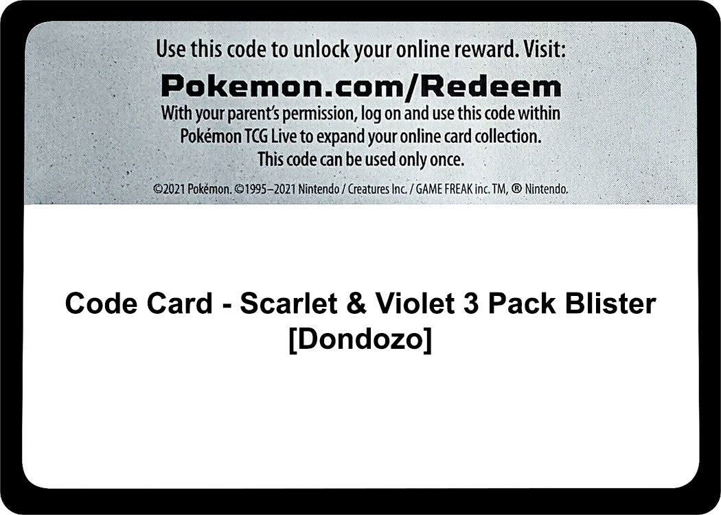 Image for Code Card - Scarlet & Violet 3 Pack Blister [Dondozo] (SVI) - Pokemon