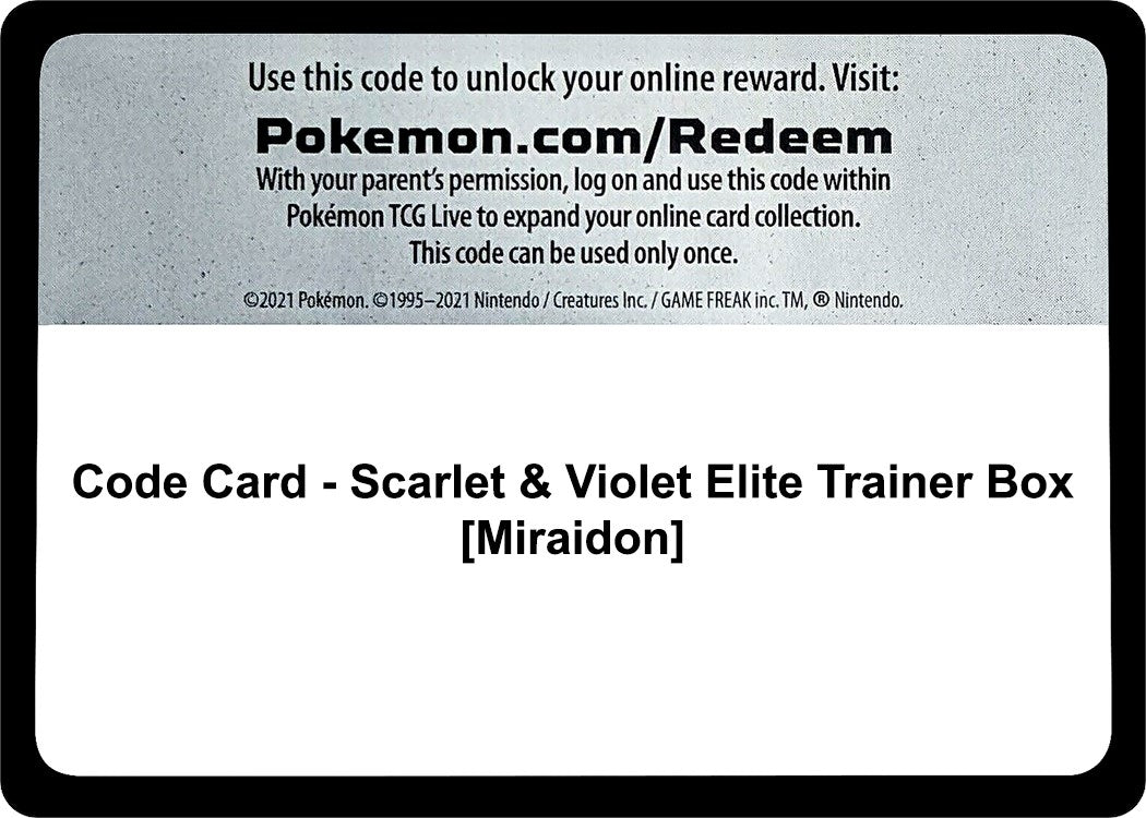Image for Code Card - Scarlet & Violet Elite Trainer Box [Miraidon] (SVI) - Pokemon