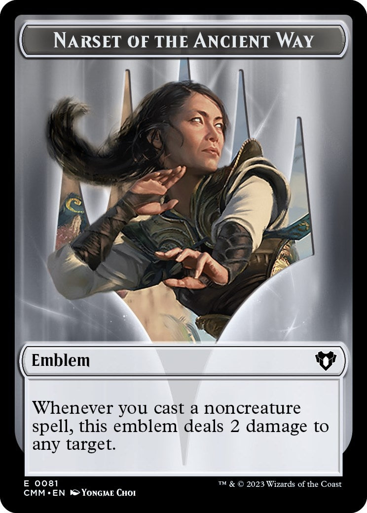 Image for Emblem - Narset of the Ancient Way // Wizard Double-Sided Token (81 // 71) (Commander Masters) - Magic: The Gathering