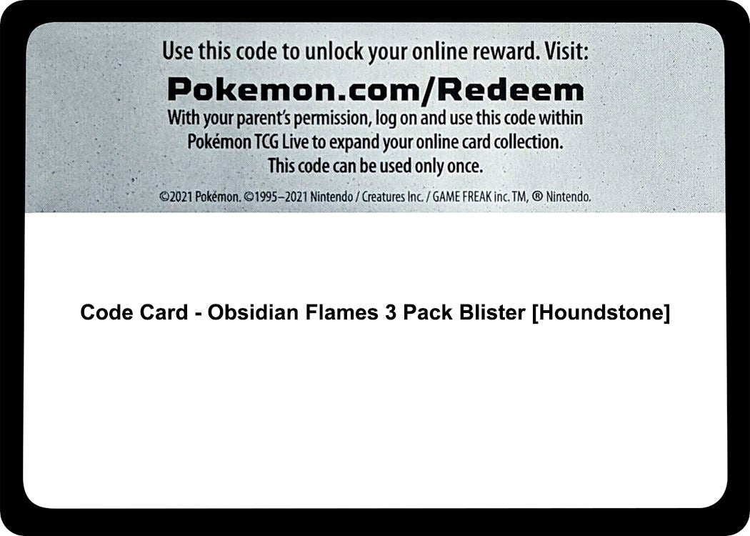 Image for Code Card - Obsidian Flames 3 Pack Blister [Houndstone] (OBF) - Pokemon