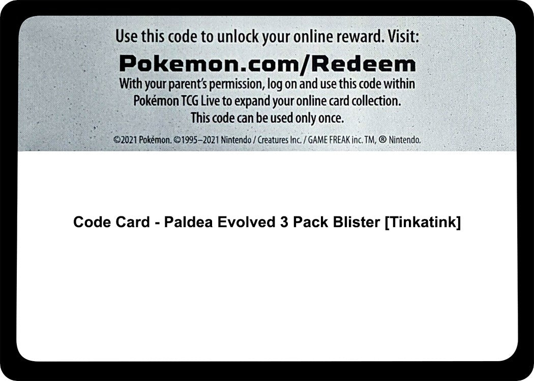 Image for Code Card - Paldea Evolved 3 Pack Blister [Tinkatink] (PAL) - Pokemon