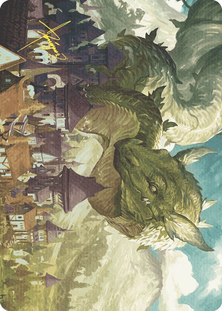 Image for Beanstalk Wurm Art Card (Gold-Stamped Signature) (23) (Wilds of Eldraine) - Magic: The Gathering
