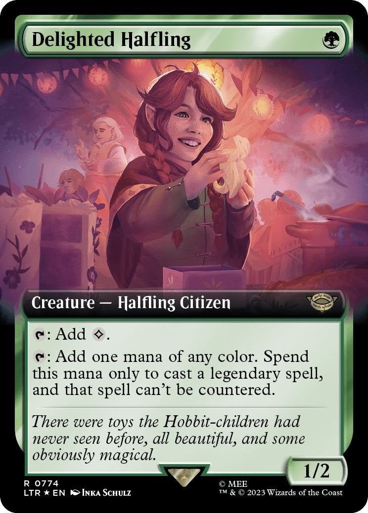 Image for Delighted Halfling (Extended Art) (Surge Foil) (774) (Universes Beyond: The Lord of the Rings: Tales of Middle-earth) - Magic: The Gathering