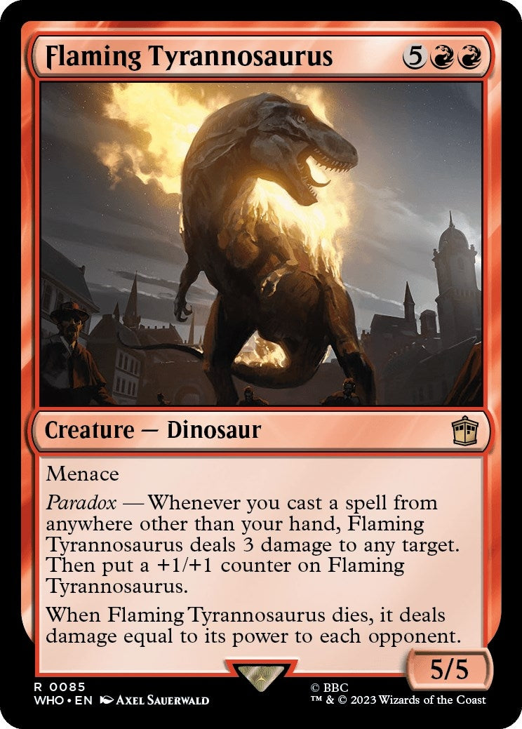 Image for Flaming Tyrannosaurus (85) (Universes Beyond: Doctor Who) - Magic: The Gathering