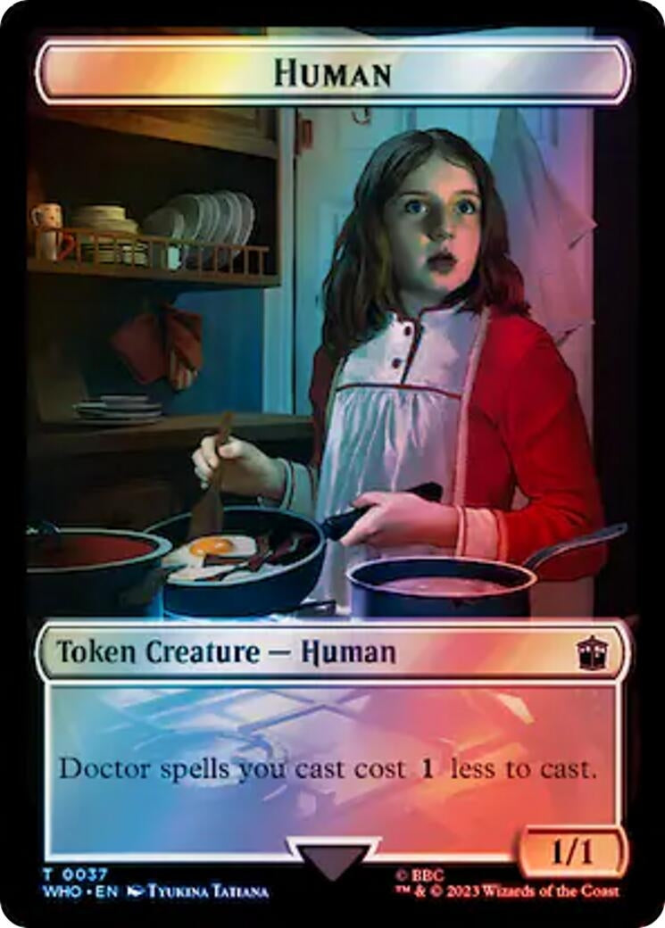 Image for Human (0037) // Food (0059) Double-Sided Token (Surge Foil) (37 // 59) (Universes Beyond: Doctor Who) - Magic: The Gathering