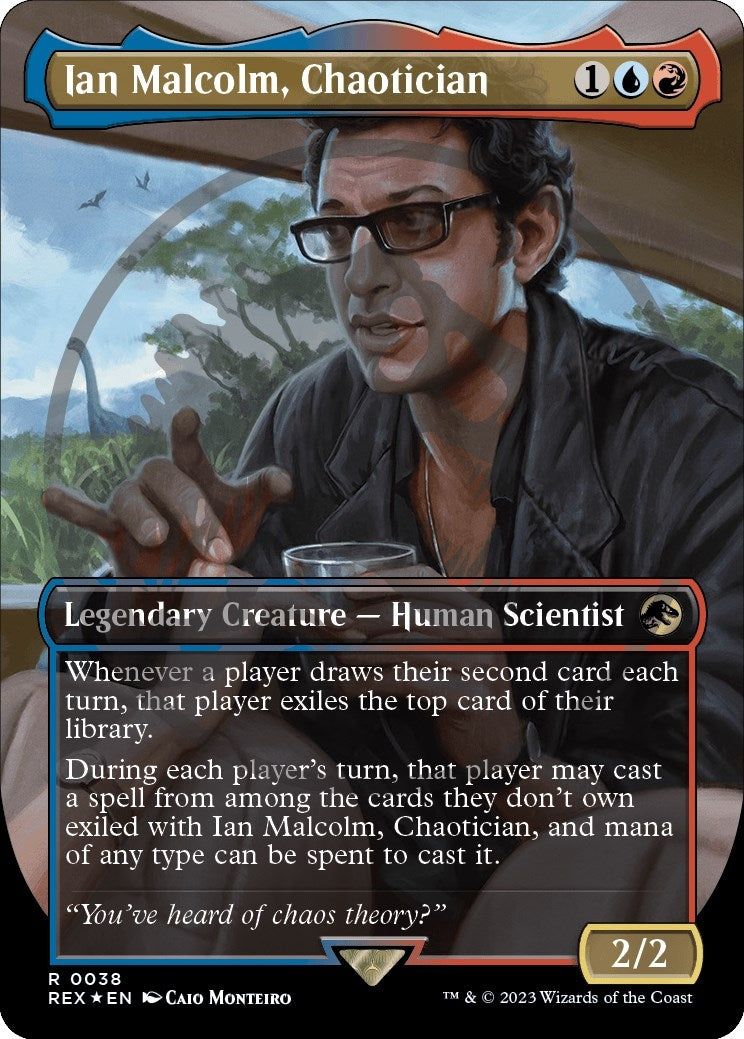 Image for Ian Malcolm, Chaotician (Borderless) (Emblem) (38) (Universes Beyond: Jurassic World Collection) - Magic: The Gathering