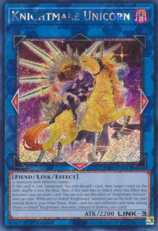 Knightmare Unicorn (Alternate Art) (Platinum Secret Rare) (RA01-EN043) (RA01)
