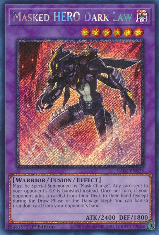 Masked HERO Dark Law (Platinum Secret Rare) (RA01-EN025) (RA01)