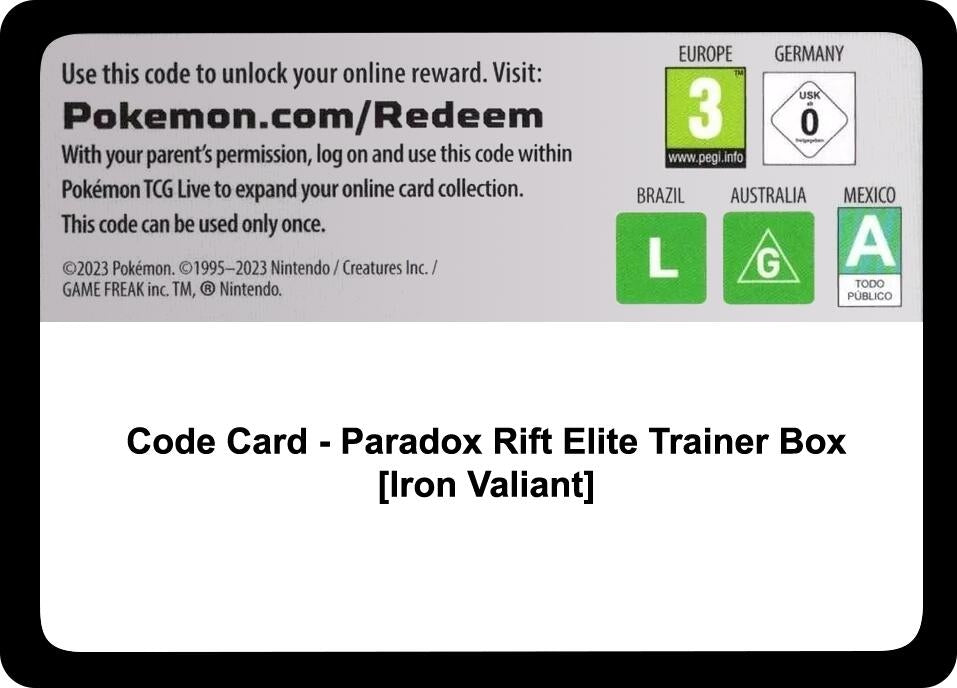 Image for Code Card - Paradox Rift Elite Trainer Box [Iron Valiant] (PAR) - Pokemon