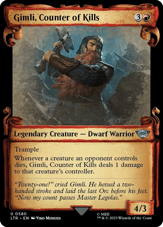 Image for Gimli, Counter of Kills (Showcase Scrolls) (580) (Universes Beyond: The Lord of the Rings: Tales of Middle-earth) - Magic: The Gathering
