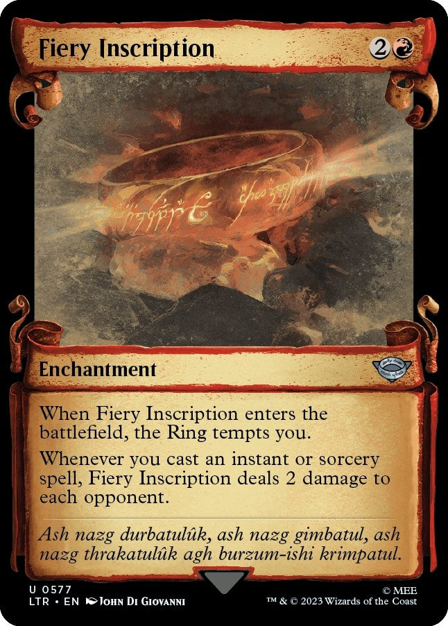 Image for Fiery Inscription (Showcase Scrolls) (577) (Universes Beyond: The Lord of the Rings: Tales of Middle-earth) - Magic: The Gathering