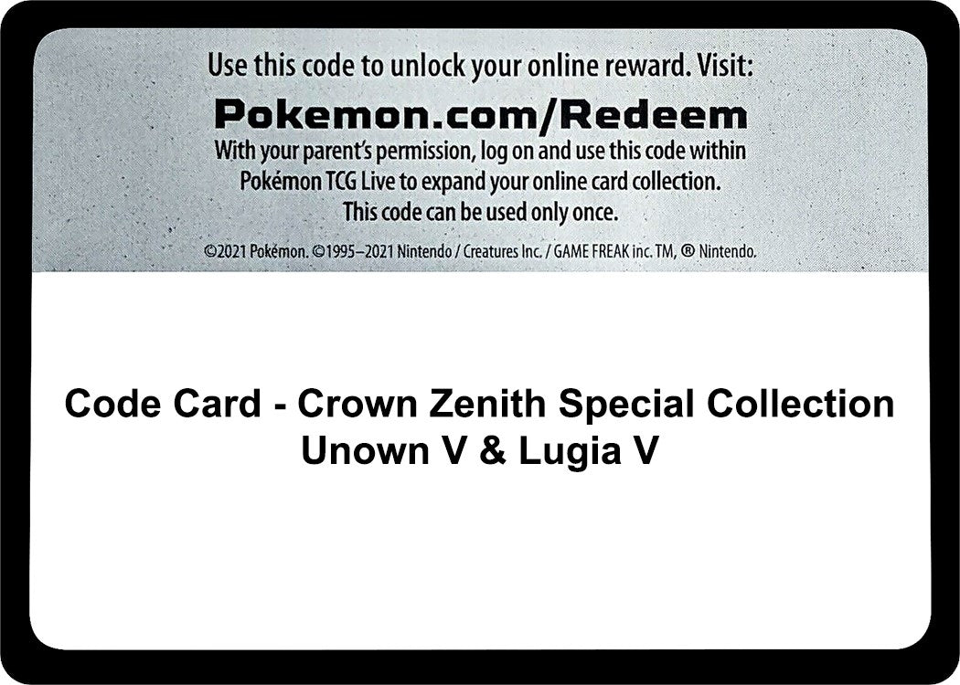 Image for Code Card - Crown Zenith Special Collection [Unown V & Lugia V] (CRZ) - Pokemon