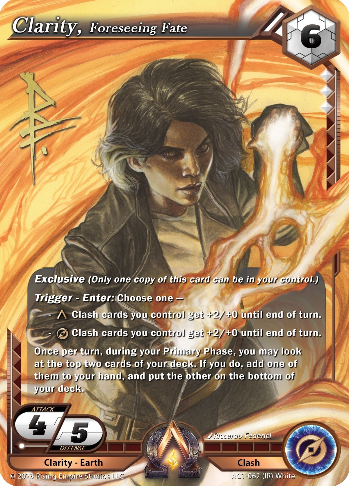 Image for Clarity, Foreseeing Fate (Iconic Rare) (AC1-062) (The Awakening) - Alpha Clash