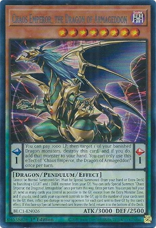 Image for Chaos Emperor, the Dragon of Armageddon (Silver) (BLC1-EN026) (BLC1) - YuGiOh
