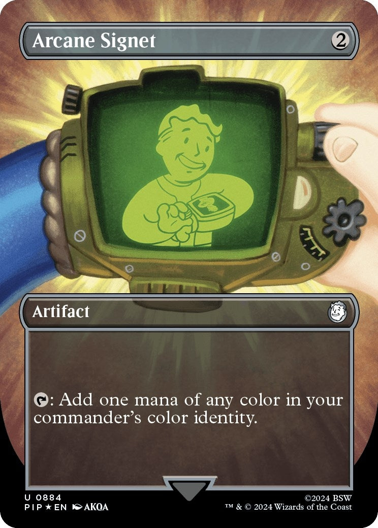 Image for Arcane Signet (Borderless) (Surge Foil) (884) (Universes Beyond: Fallout) - Magic: The Gathering