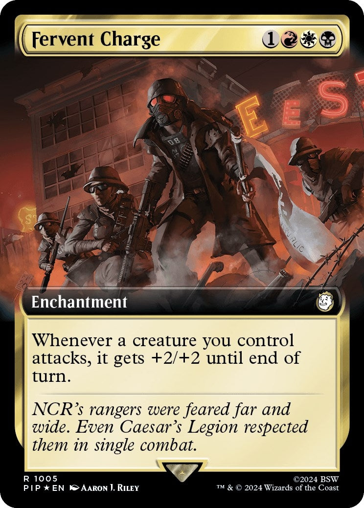 Image for Fervent Charge (Extended Art) (Surge Foil) (1005) (Universes Beyond: Fallout) - Magic: The Gathering