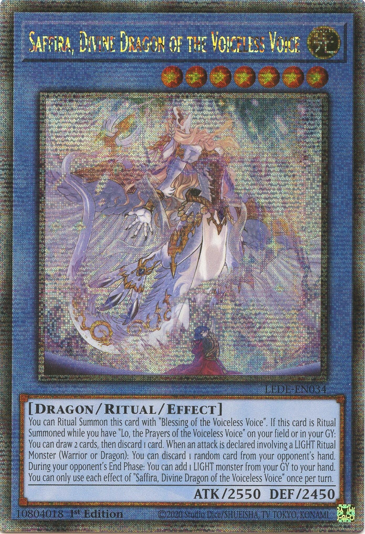 Image for Saffira, Divine Dragon of the Voiceless Voice (Quarter Century Secret Rare) (LEDE-EN034) (LEDE) - YuGiOh