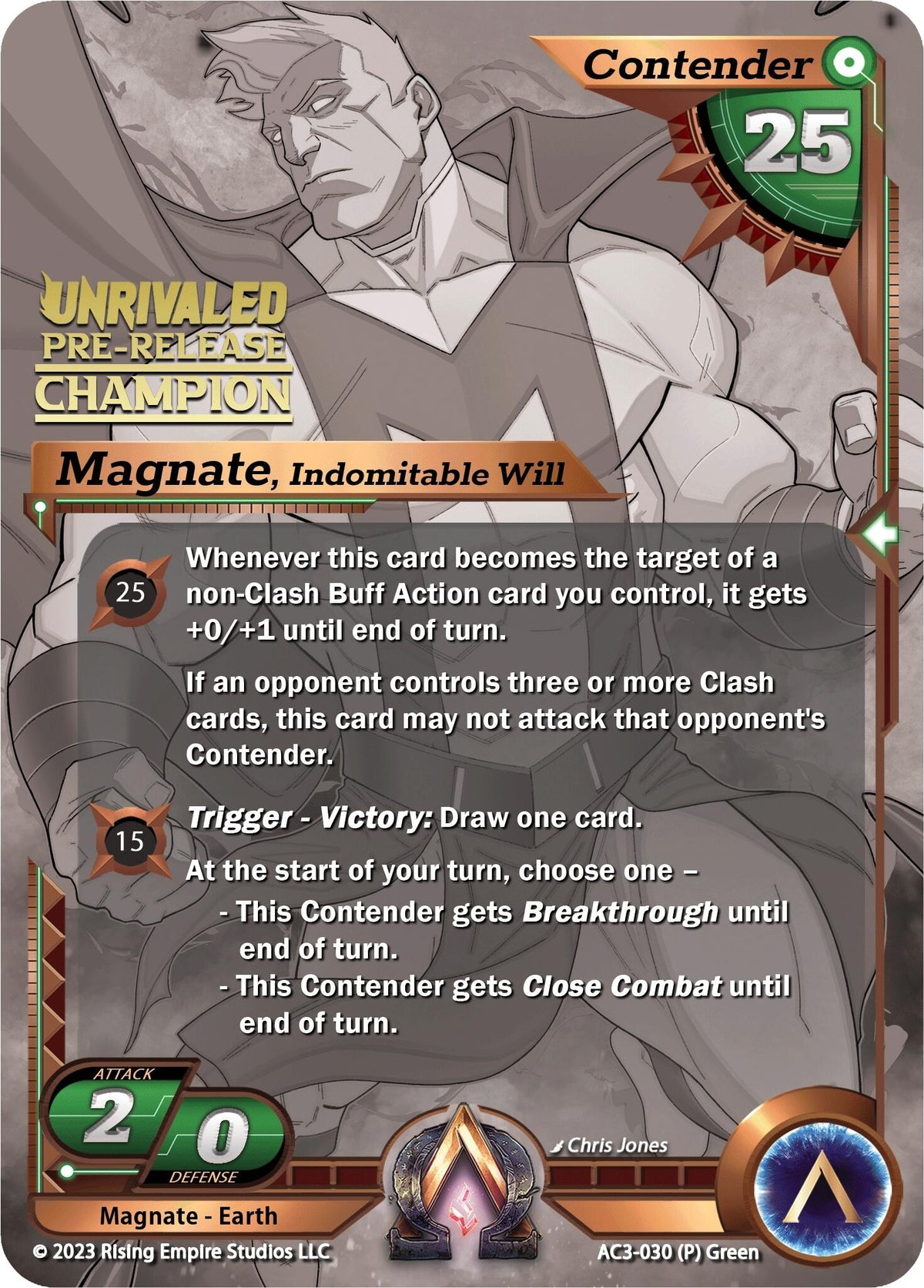 Image for Magnate, Indomitable Will (Pre-Release Champion) (AC3-030) (Unrivaled) - Alpha Clash