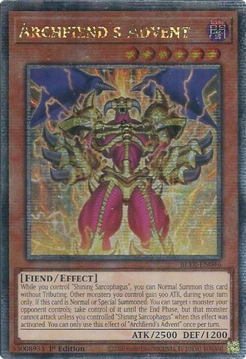 Archfiend's Advent (Quarter Century Secret Rare) (BLTR-EN046) (BLTR)
