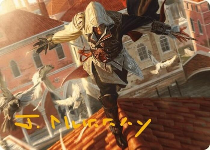 Image for Ezio, Blade of Vengeance Art Card (Gold-Stamped Signature) (19) (Universes Beyond: Assassin's Creed) - Magic: The Gathering