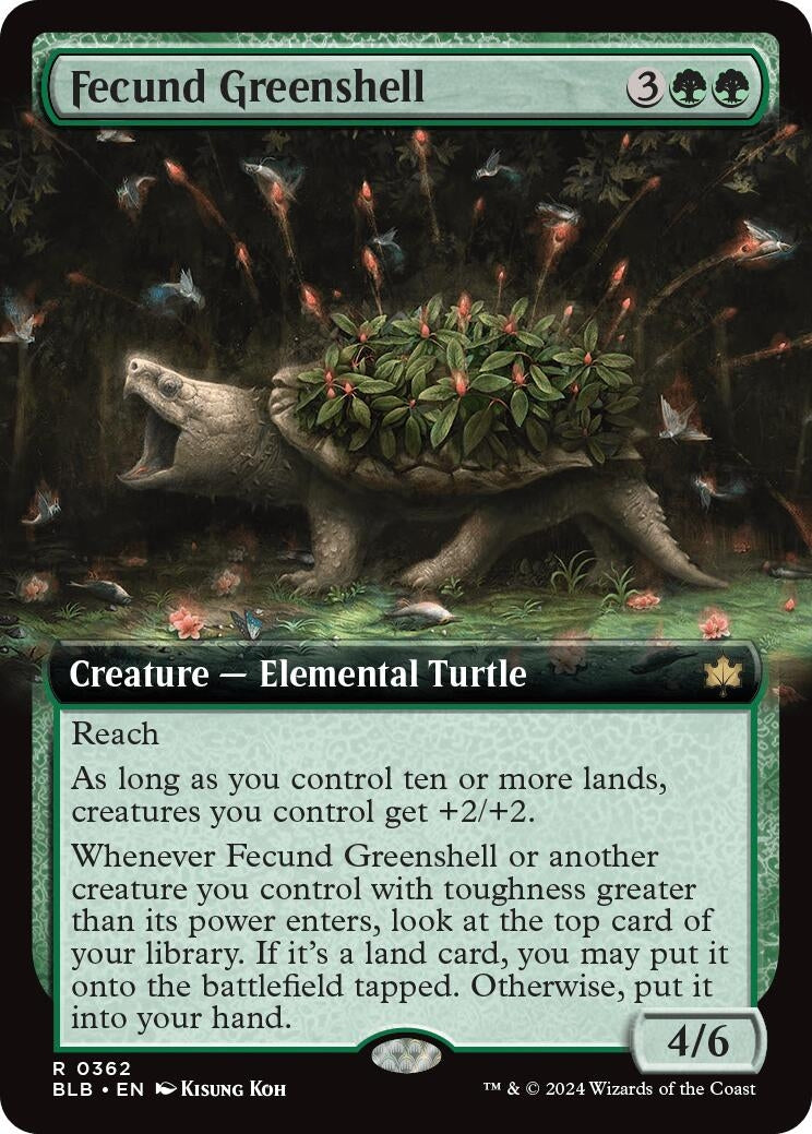 Image for Fecund Greenshell (Extended Art) (362) (Bloomburrow) - Magic: The Gathering