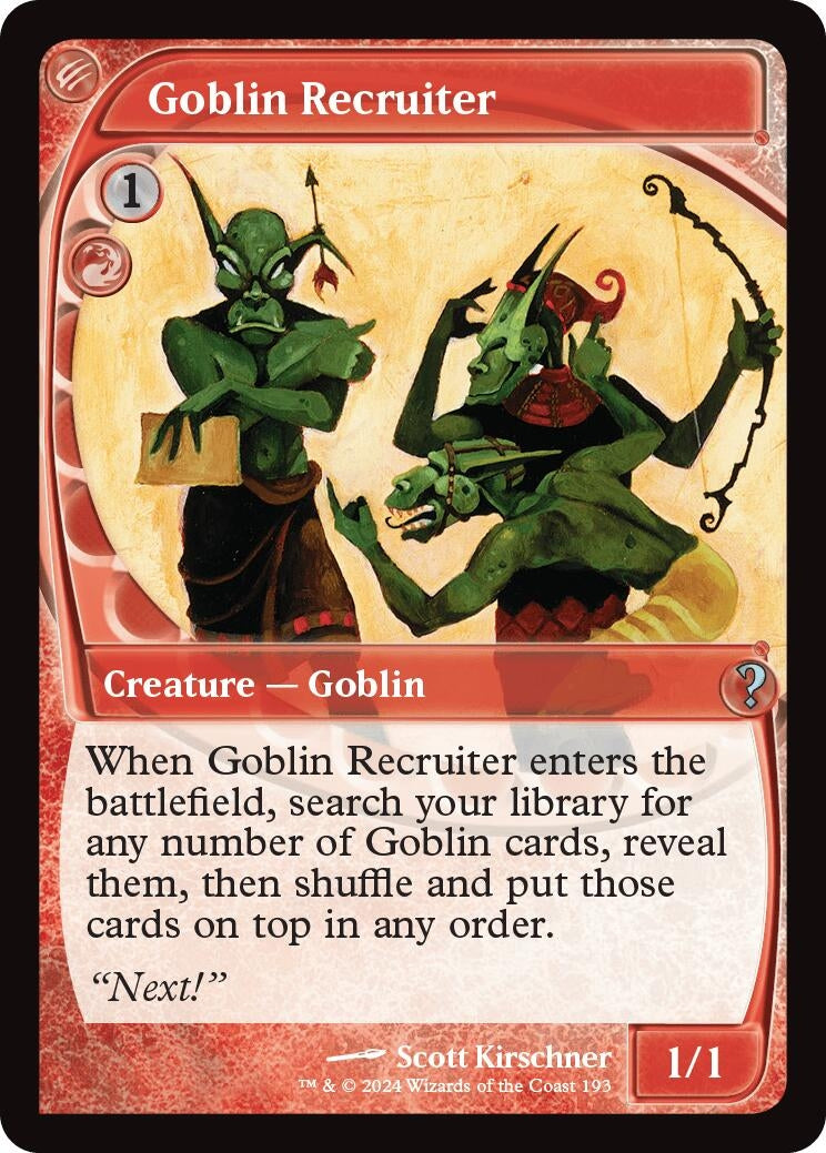 Image for Goblin Recruiter (Future Sight) (193) (Mystery Booster 2) - Magic: The Gathering