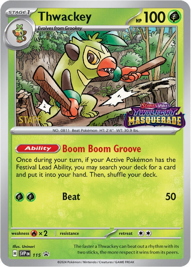 Image for Thwackey - 115 (Prerelease) [Staff] (115) (SVP) - Pokemon