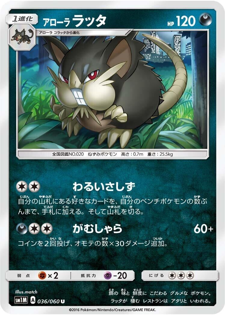 Image for Alolan Raticate (036/060) (SM1M: Collection Moon) - Pokemon Japan