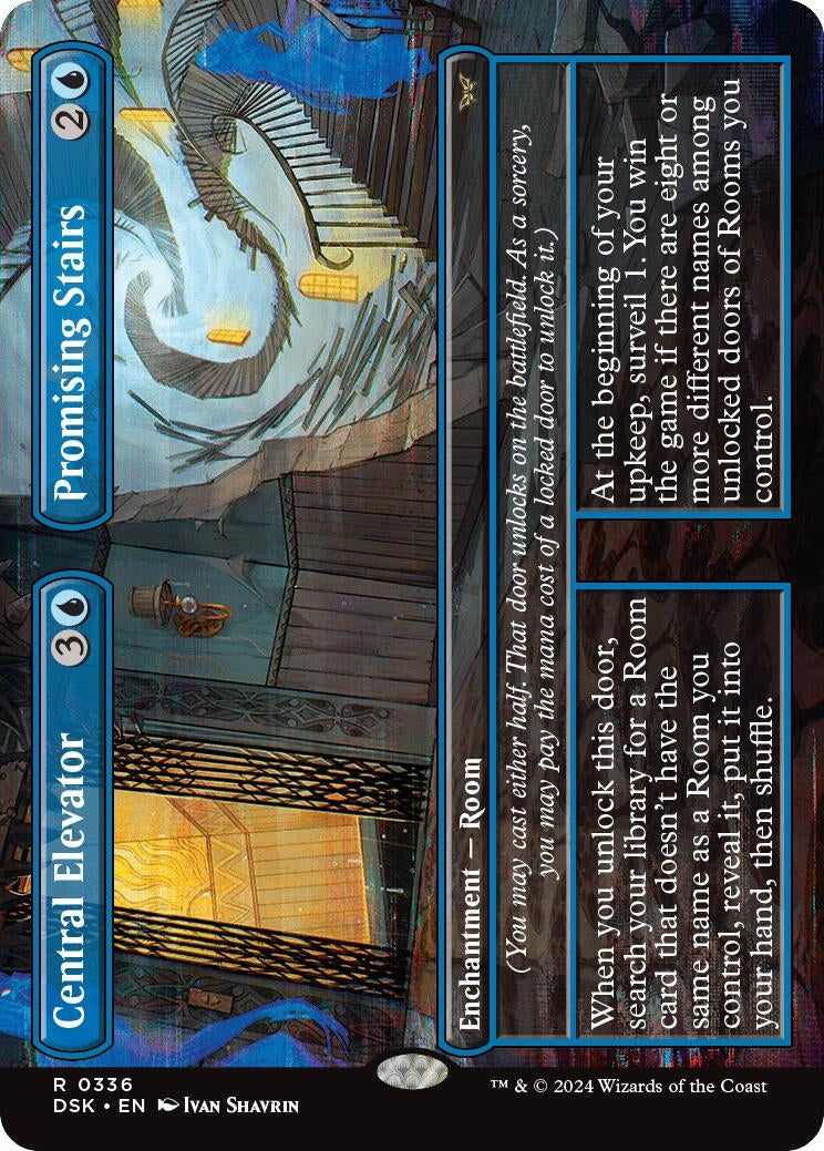 Image for Central Elevator // Promising Stairs (Borderless) (336) (Duskmourn: House of Horror) - Magic: The Gathering