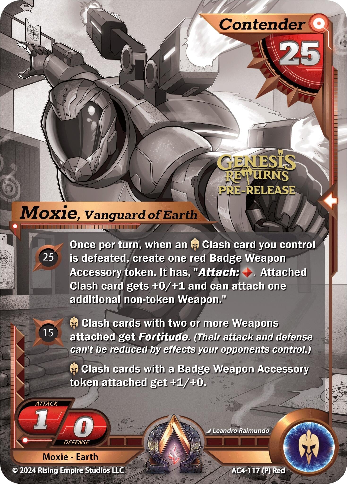 Image for Moxie, Vanguard of Earth (Pre-Release Champion) (AC4-117) (Genesis Returns) - Alpha Clash