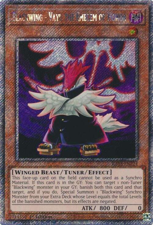 Blackwing - Vayu the Emblem of Honor (Platinum Secret Rare) (RA03-EN224)