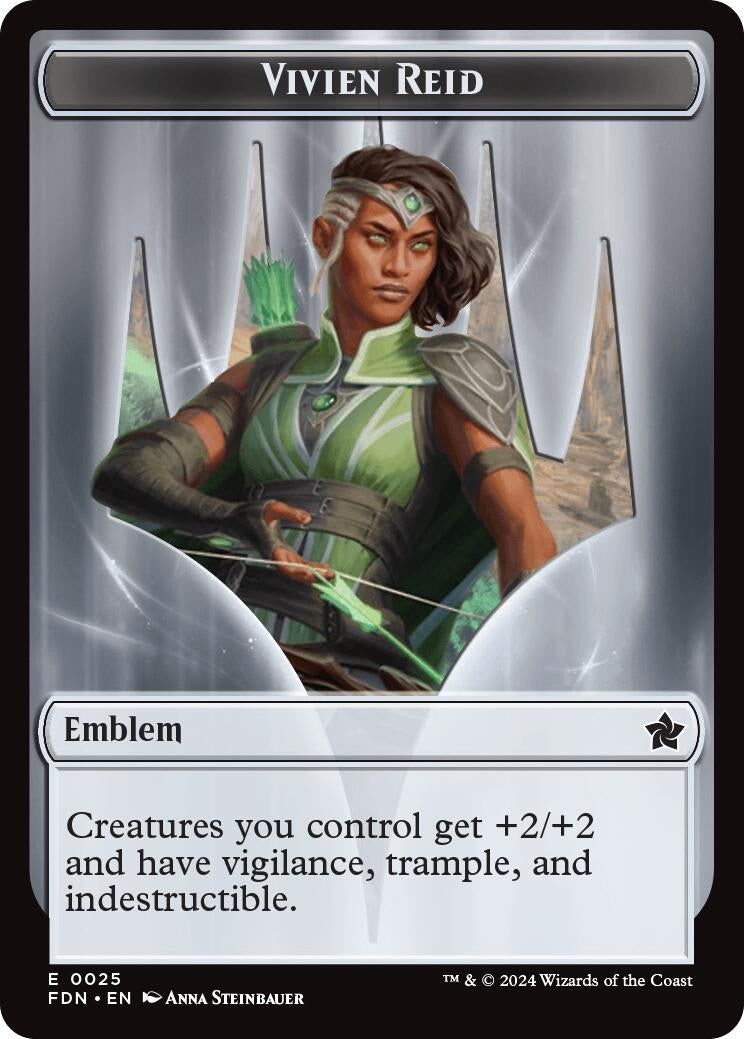 Image for Emblem - Vivien Reid // Elf Warrior Double-Sided Token (25 // 19) (Foundations) - Magic: The Gathering