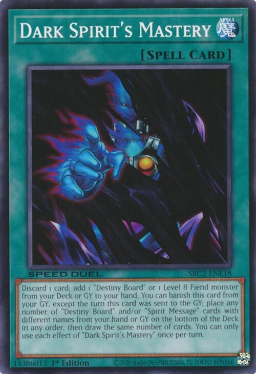 Image for Dark Spirit's Mastery (SBC2-ENE18) (SBC2) - YuGiOh
