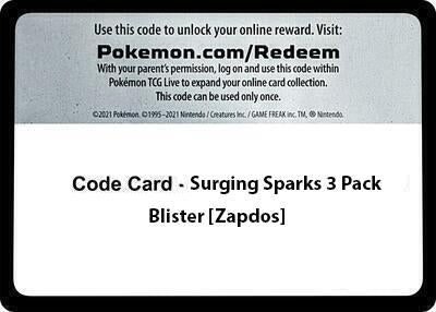 Image for Code Card - Surging Sparks 3 Pack Blister [Zapdos] (SSP) - Pokemon