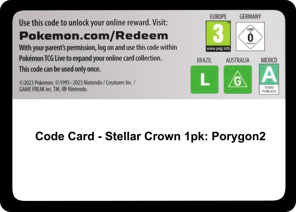 Image for Code Card - Stellar Crown Single Pack Blister [Porygon2] (SCR) - Pokemon