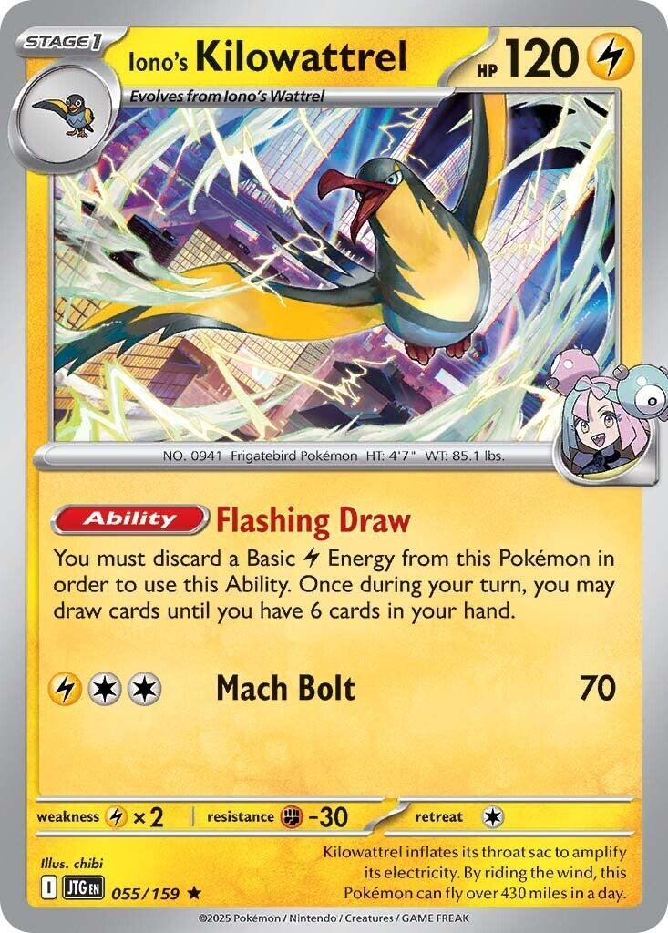 Image for Iono's Kilowattrel (055/159) (JTG) - Pokemon