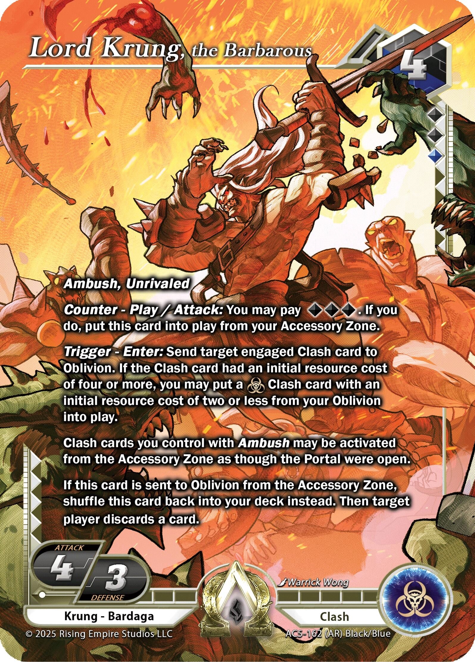 Image for Lord Krung, the Barbarous (Alpha Rare) (AC5-162) (Equilibrium) - Alpha Clash