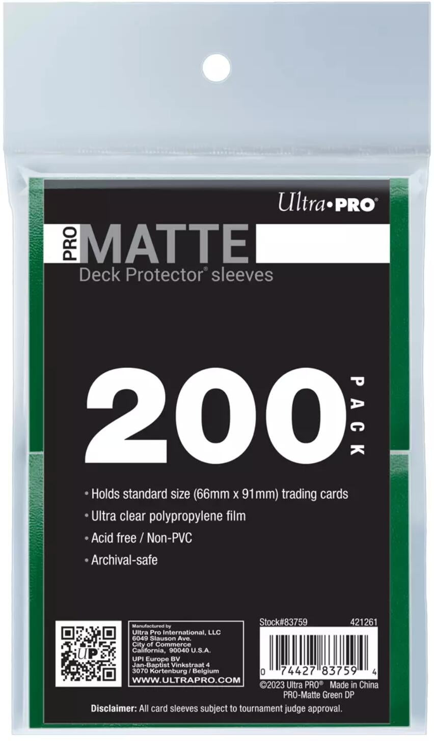 Image for PRO-Matte Standard Deck Protector Sleeves - Green (200-Pack) - Card Sleeves