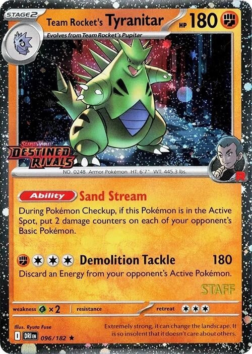 Image for Team Rocket's Tyranitar (Prerelease) [Staff] (096/182) (MCAP) - Pokemon