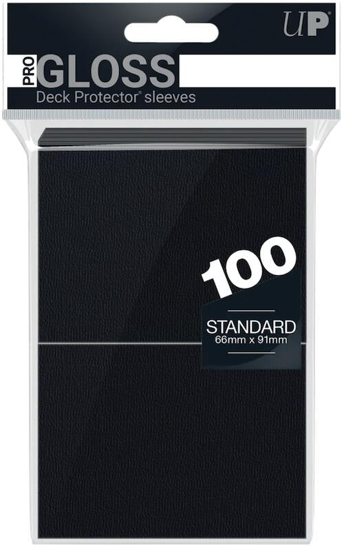 Image for PRO-Gloss Standard Deck Protector Sleeves - Black (100-Pack) (Modern Logo) - Card Sleeves
