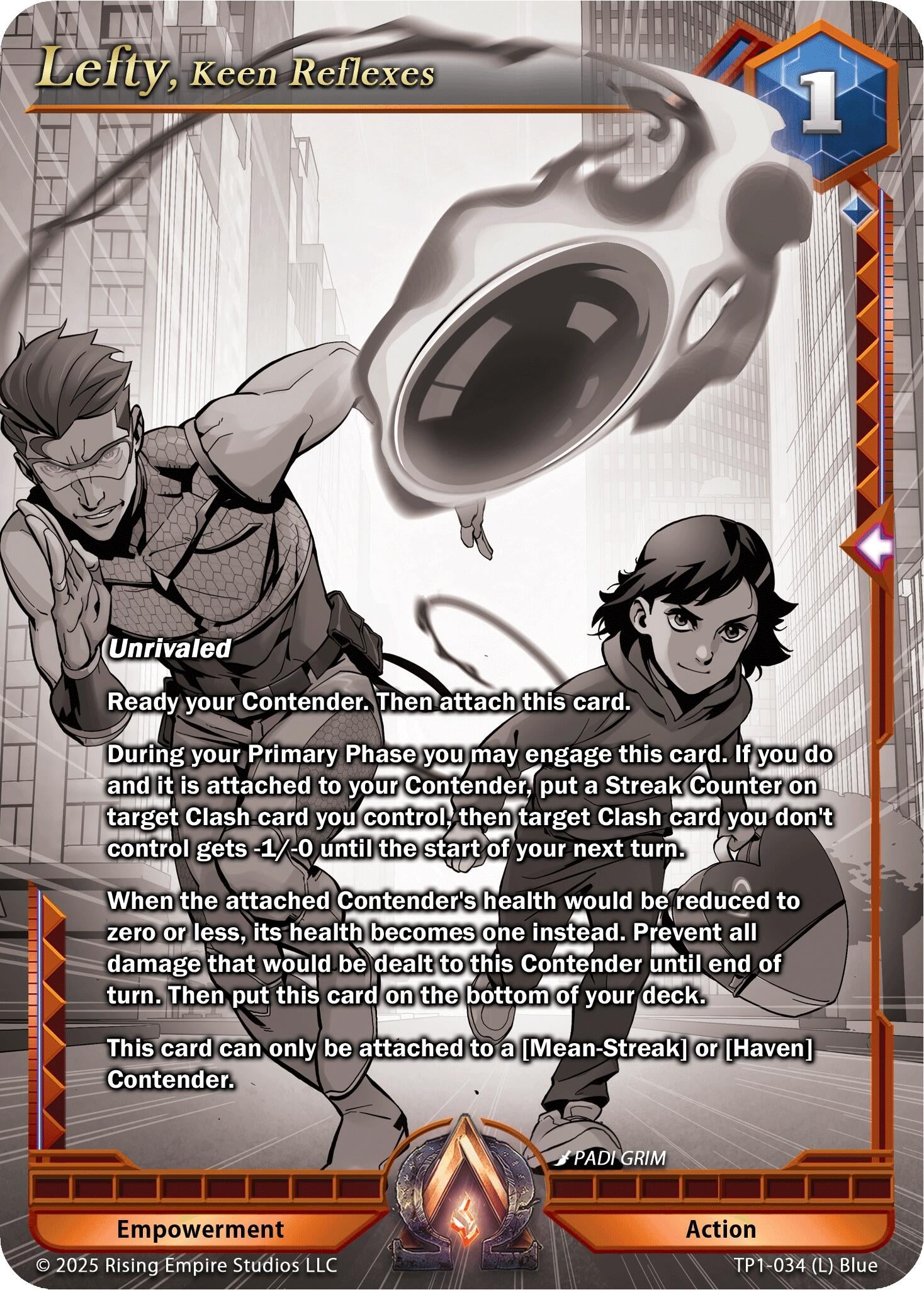 Image for Lefty, Keen Reflexes (Monochrome) (TP1-034) (Spoils of the Forgotten) - Alpha Clash