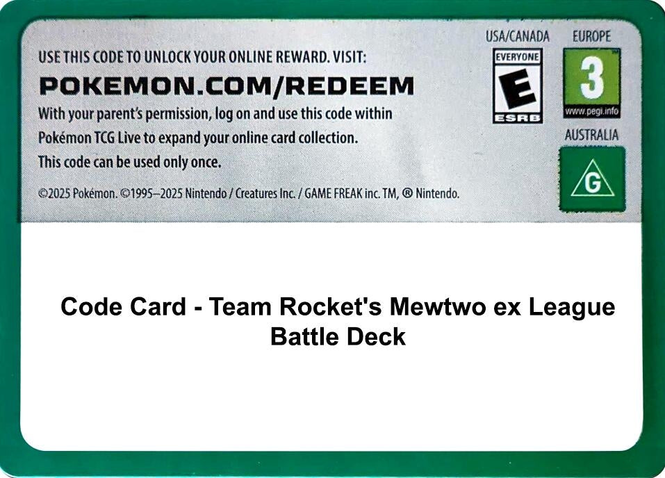 Image for Code Card - Team Rocket's Mewtwo ex League Battle Deck (Miscellaneous Cards & Products) - Pokemon