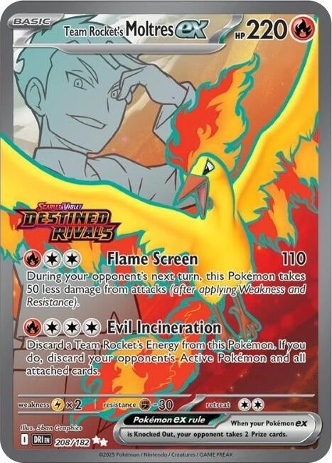 Image for Team Rocket's Moltres ex - 208/182 (Destined Rivals Stamp) (Miscellaneous Cards & Products) - Pokemon