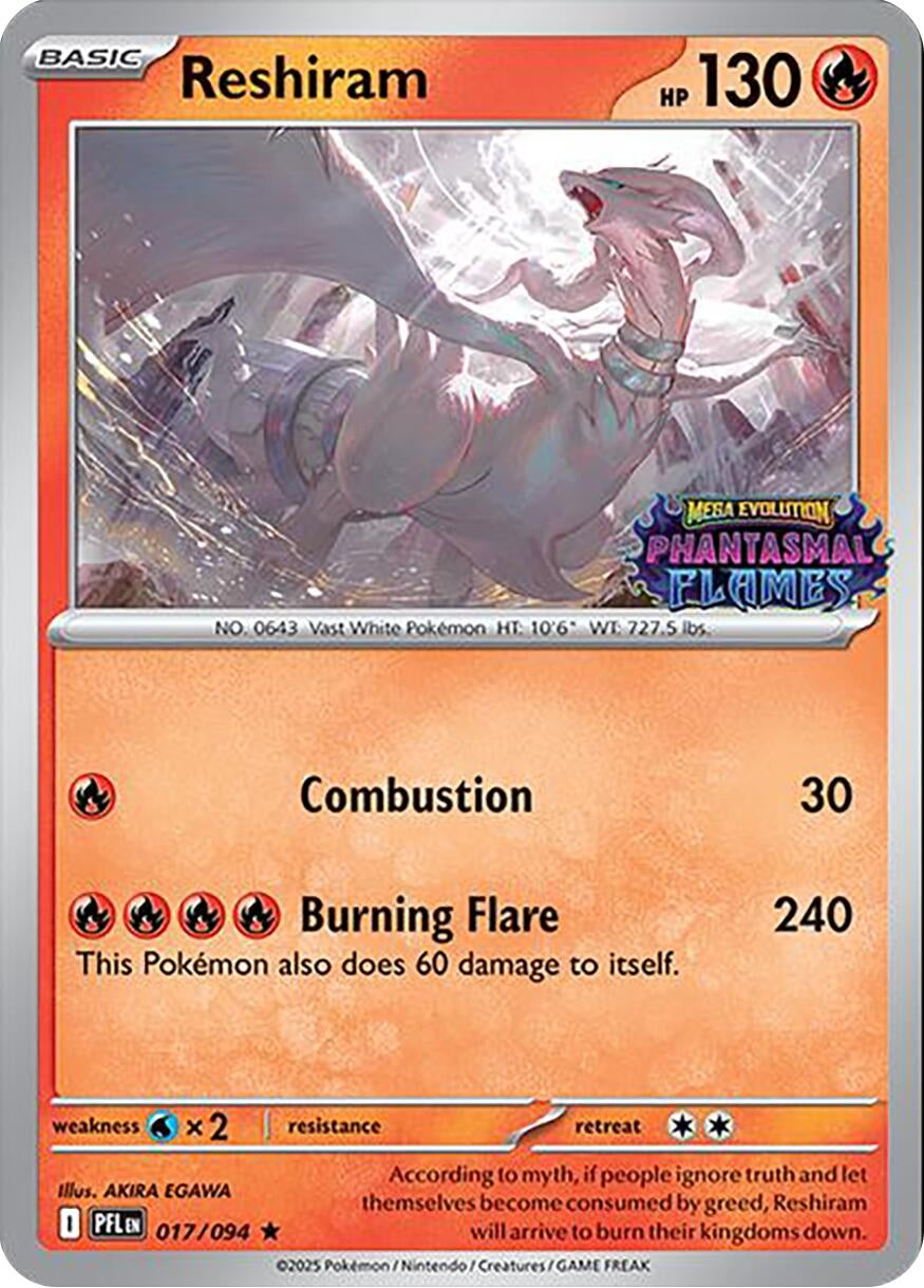 Image for Reshiram (Phantasmal Flames Stamped) (017/094) (Miscellaneous Cards & Products) - Pokemon