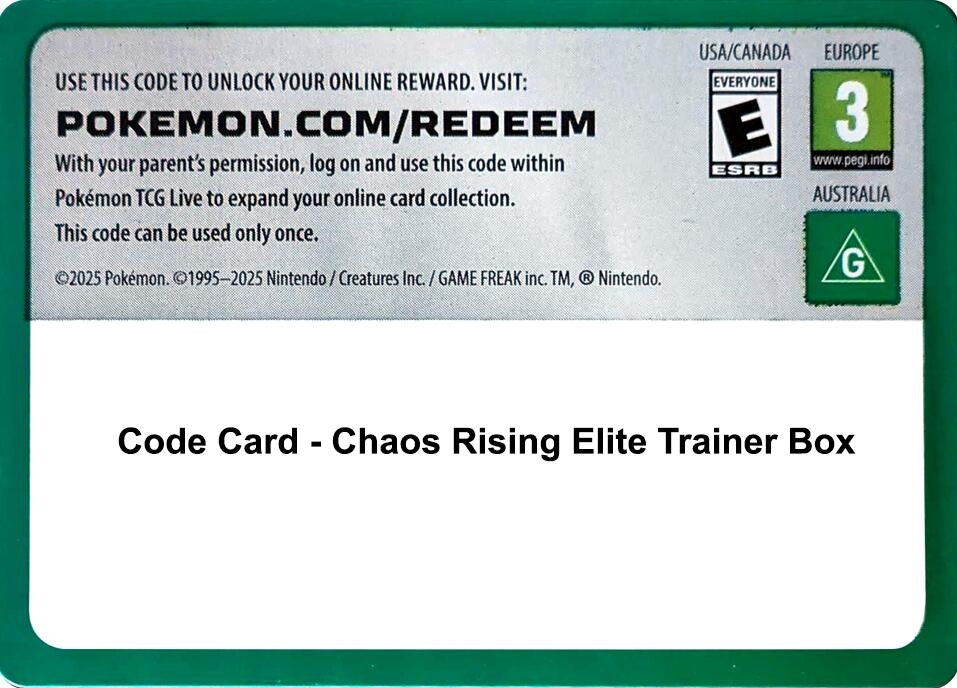 Image for Code Card - Chaos Rising Elite Trainer Box (ME04: Chaos Rising) - Pokemon