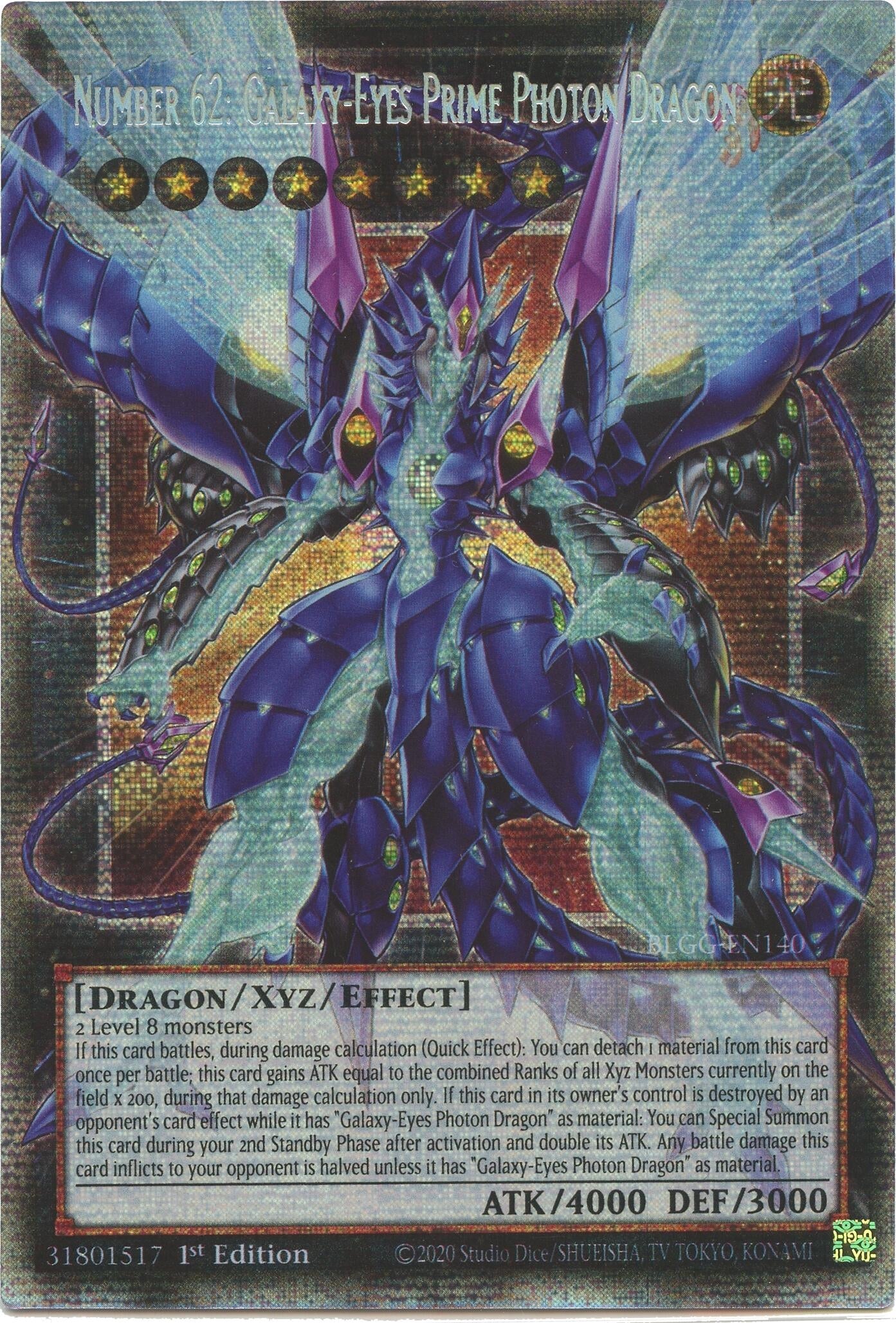 Number 62: Galaxy-Eyes Prime Photon Dragon (Starlight Rare) (BLGG-EN140) (Battles of Legend: Glorious Gallery)